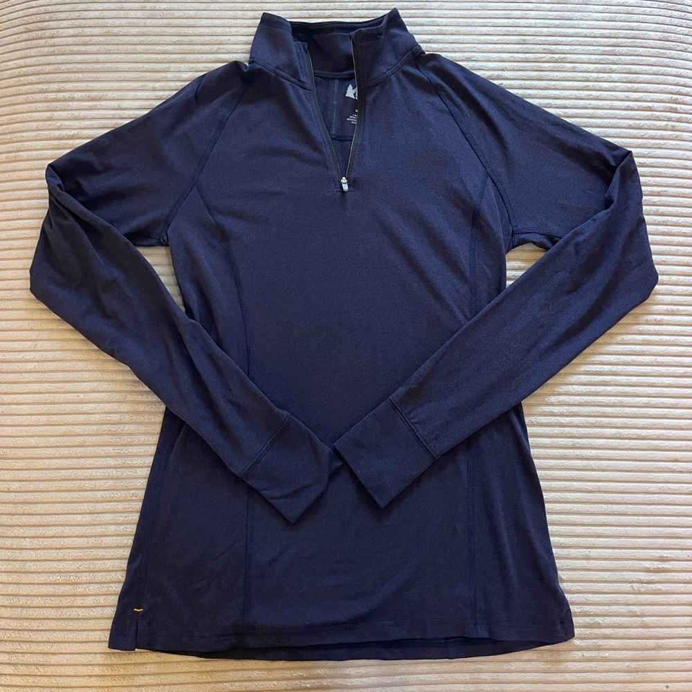 REI Co Op Navy Blue Quarter Zip Pullover Lightweight Base Layer with Thumb Holes